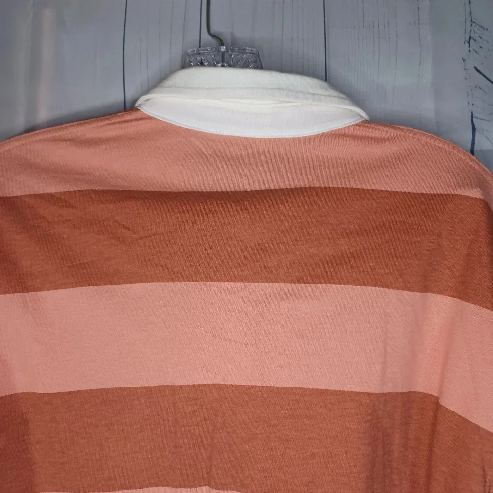 SO striped cropped long sleeve polo rugby-style preppy Y2K School shirt - Picture 10 of 12
